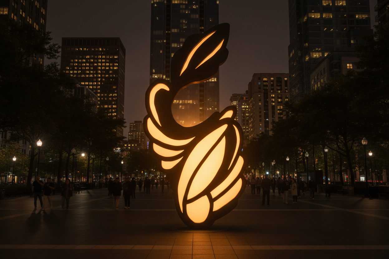 Eternal Bloom – Illuminated Monumental Bronze Sculpture