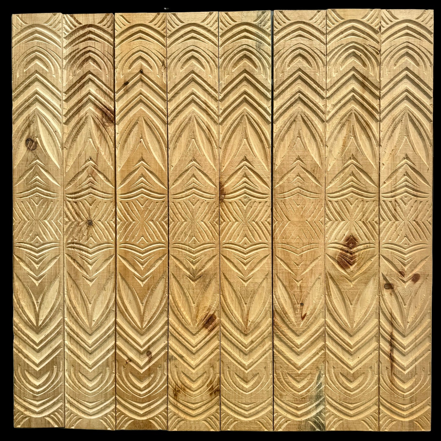 Sculptural Wood Carving Wall Hanging Art 4' x 4'