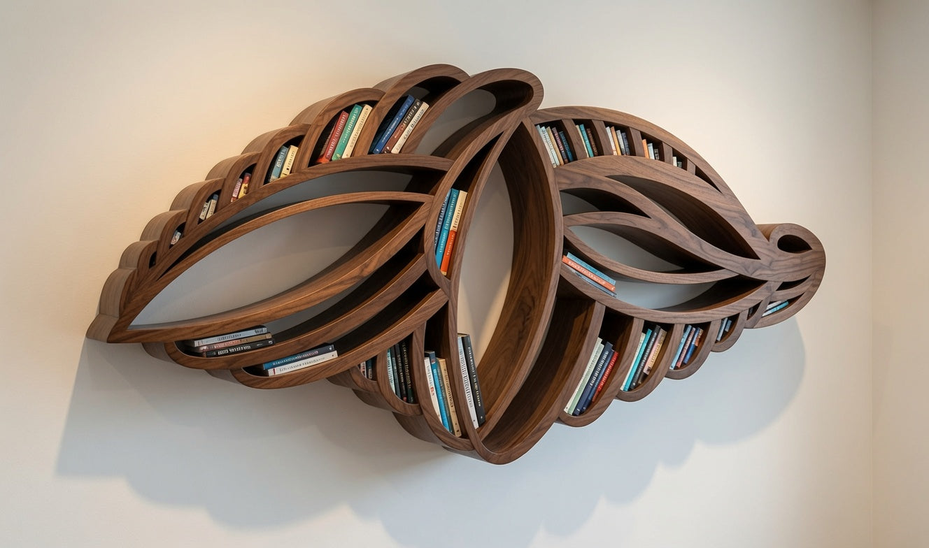 Black Walnut Sculptural Bookshelf by Mikey McD