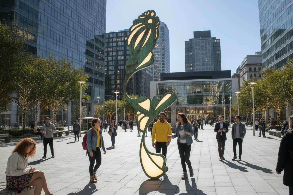 Verdant Awakening – Illuminated Copper Sculpture