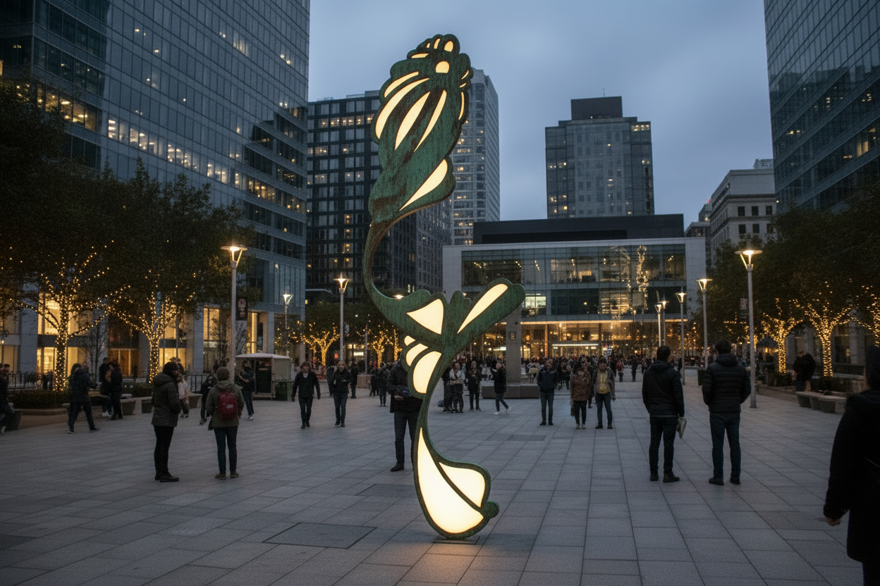 Verdant Awakening – Illuminated Copper Sculpture
